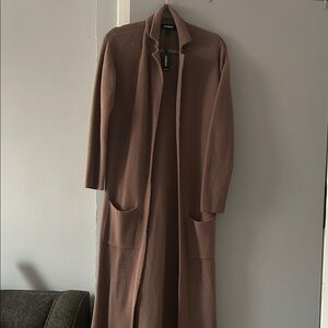 Long Tan Coat with Pockets
